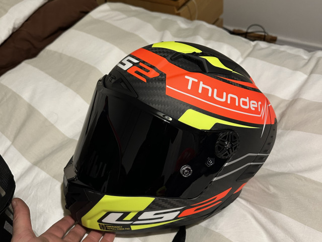 LS2 FF805 Thunder Helmet Carbon Black Attack Red / Yellow HV 1