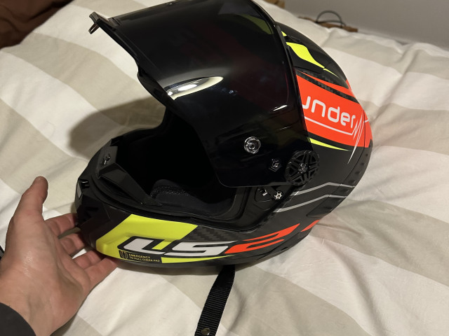 LS2 FF805 Thunder Helmet Carbon Black Attack Red / Yellow HV 2