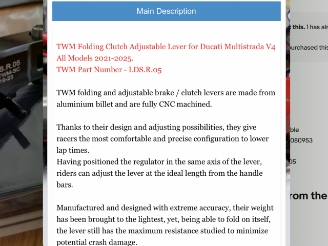 TWM Folding Adjustable Levers Clutch & Brake LDD LDS R 02 Ducati 3