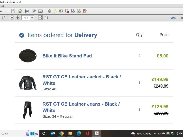 RST GT Two Piece Leathers.  Size 46 in Jacket and 34 ins Trousers 5