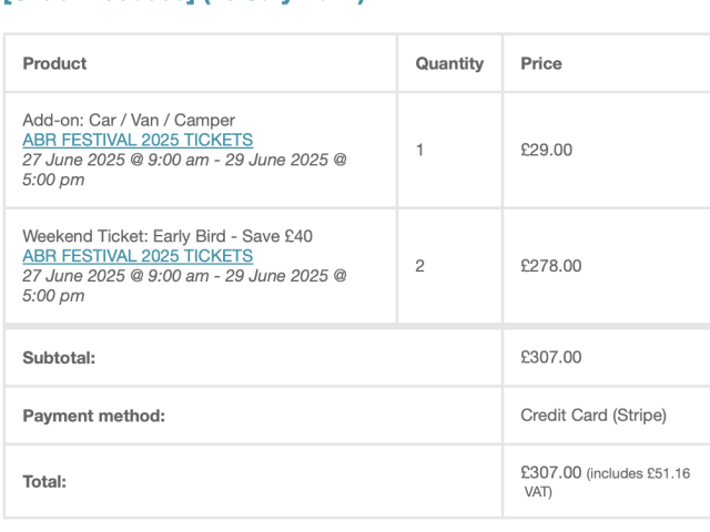 ABR Festival Weekend Tickets for sale ( 2 people plus vehicle) 27-29th June 2025 0