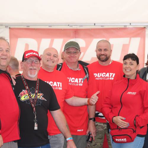 DOC GB Donington 25th 916 anniversary event. Tim, Nigel, Martyn, Peter, Richard, Niki, Natalee