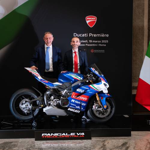 The Panigale V4 Tricolore Italia unveiled at the Ministry of Enterprises and Made in Italy