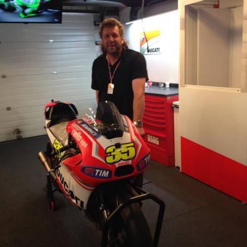 MotoGP Dinner 2014 Shaky Colwill with Cal Crutchlow's bike