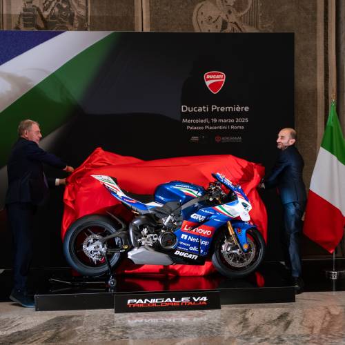 The Panigale V4 Tricolore Italia unveiled at the Ministry of Enterprises and Made in Italy